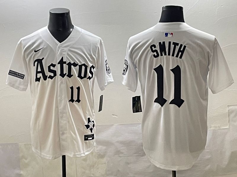 Men 2025 Houston Astros #11 Smith White Five generations Joint Name Nike MLB Jersey style 45->houston astros->MLB Jersey
